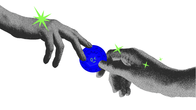 Hands holding coin