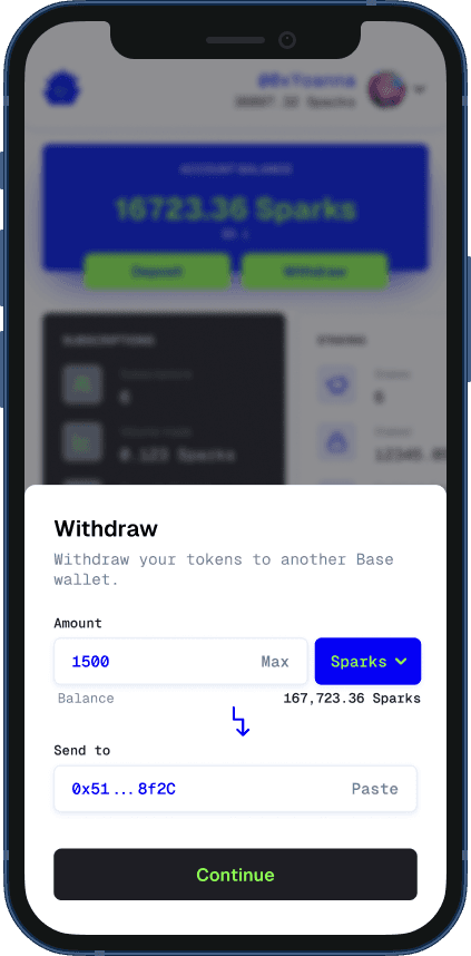 Withdraw in Sparks (ETH) or DEGEN