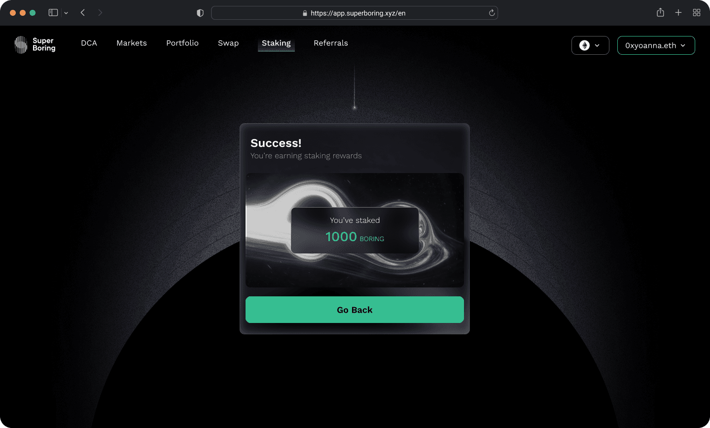 Success screen.