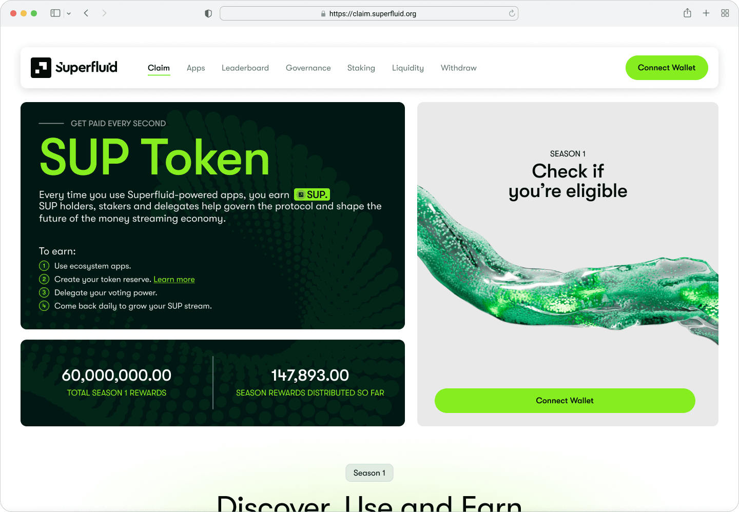Connect Wallet state to check eligibility.