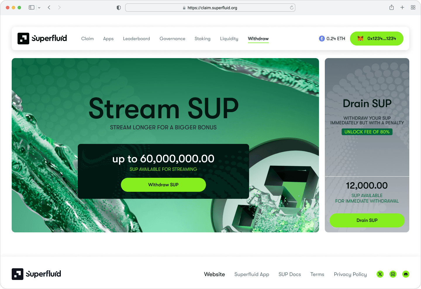 Withdraw screen where users can compare different withdraw strategies.